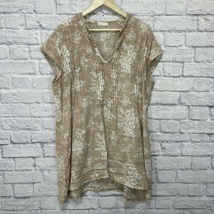 CP Shades Large Tunic Top 100% Linen Botanical